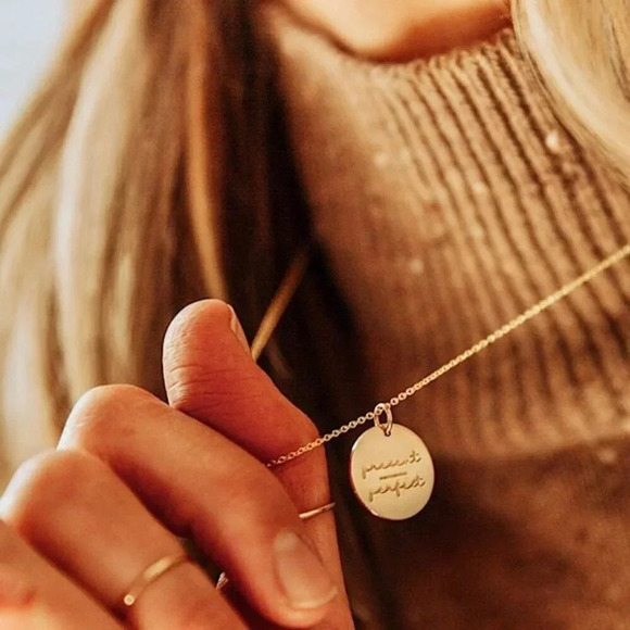 Jewelry - Present/Perfect Gold Disc Mantra Charm Necklace